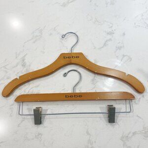 Bebe Set of 2 Clothes Hangers 1 Garment & 1 Skirt Wooden Y2K Vintage